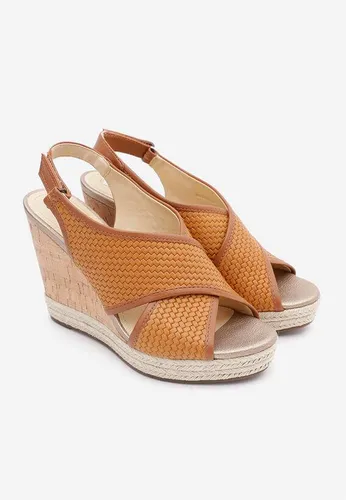 Giày Đế Xuồng Nữ Geox D JANIRA E SUEDE+SMO.LEA Màu Nâu Quai Chéo Size 39